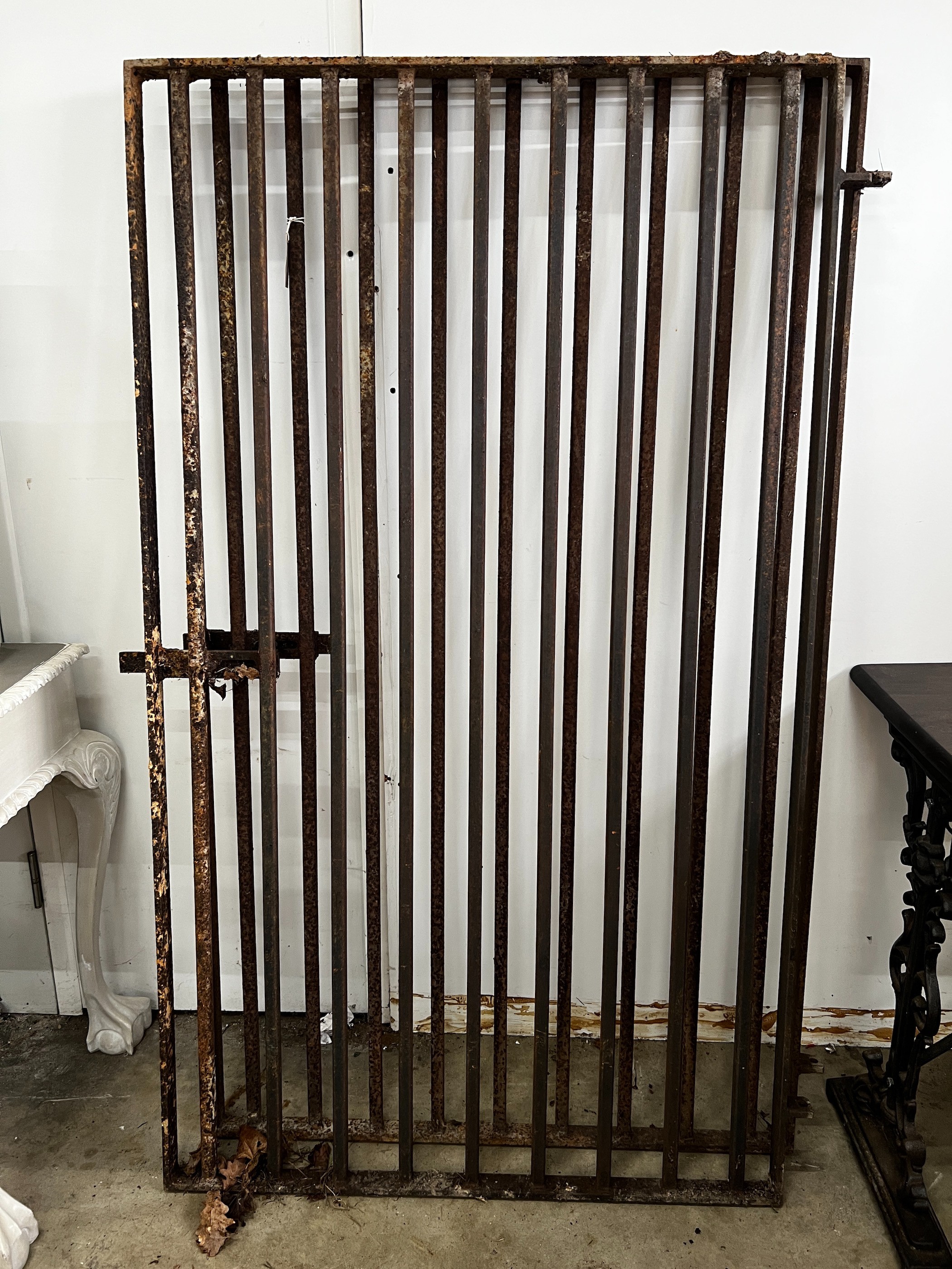 A pair of wrought iron garden gates, each gate width 93cm, height 160cm *Please note the sale commences at 9am.